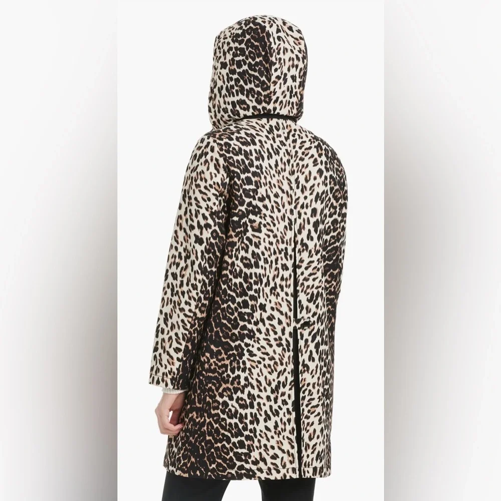 Kate Spade water resistant leopard print a-line raincoat